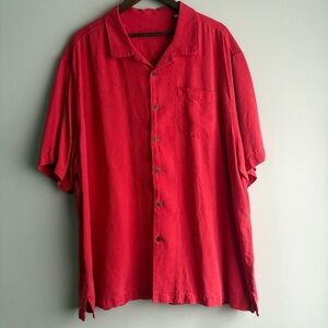 Tommy Bahama 2XB Silk Red Camp Shirt Big & Tall Button Down